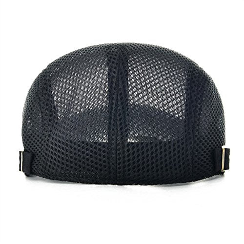 VOBOOM Men Mesh Newsboy Flat Cap Ivy Cabbie Newsboy Cap - color: Black