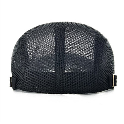 VOBOOM Men Mesh Newsboy Flat Cap Ivy Cabbie Newsboy Cap - color: Black