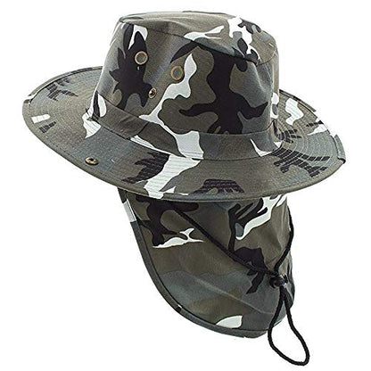 Mrlahat Wide Brim Outdoor Safari Summer Sun Protection Hat with Wide Ear and Neck Flap - color: City Camo, size: X-Large (59cm)