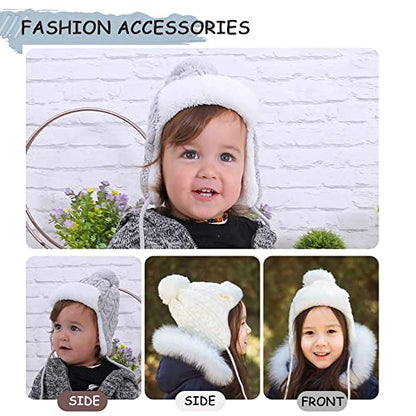 Peecabe Winter Kids Beanie Hat Baby Knitted Hats Fleece Earflap Toddler Cap - color: Navy, size: 6-24 Months