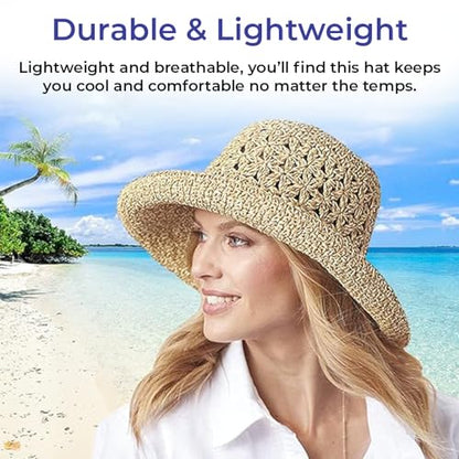 SAGEFINDS Packable Straw Hat for Women | Floppy Wide Brim Beach Cap | Foldable for Travel | Sun Protection | Summer Hat