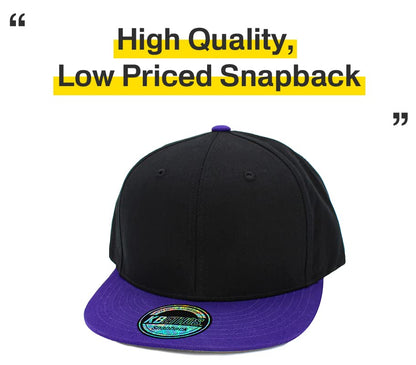 KBETHOS Classic Snapback Hat Blank Cap Underbrim Cotton Wool Blend Flat Visor Adjustable Unisex - color: Black Purple