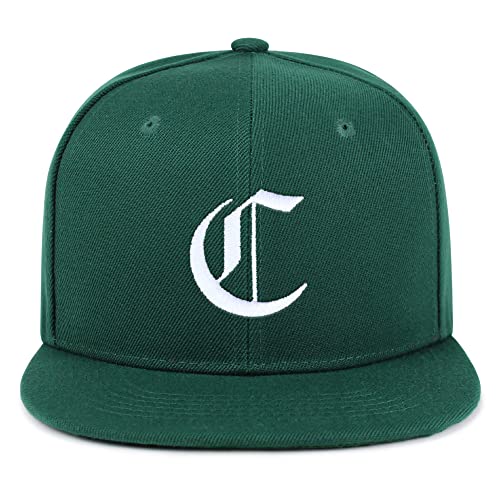 JPAK Old English Letter C Hip-Hop Snapback Hat Embroidered Baseball Cap English Alphabet - color: 06. Green
