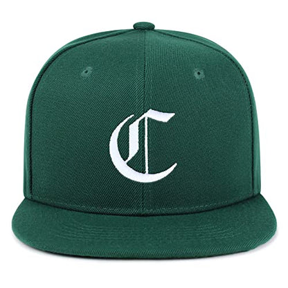 JPAK Old English Letter C Hip-Hop Snapback Hat Embroidered Baseball Cap English Alphabet - color: 06. Green