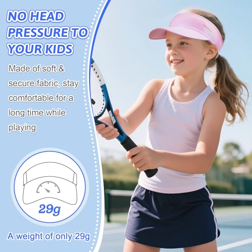 Kids Sun Visor Hats for Girls Boys, Packable Cooling Stretchy Visor - color: Pink