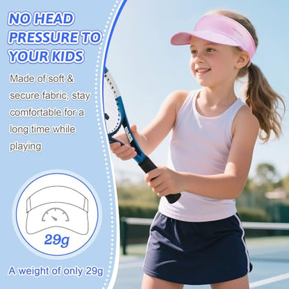 Kids Sun Visor Hats for Girls Boys, Packable Cooling Stretchy Visor - color: Pink