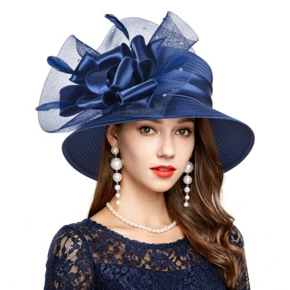 2026 Bucket Hats for Women Ladies Girls, Autumn Winter Fascinator Hat for Derby Kentucky Church Bridal UV Protection - color: T-s10-4455-db