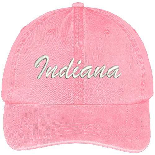 Trendy Apparel Shop Indiana State Embroidered Low Profile Adjustable Cotton Cap - color: Pink