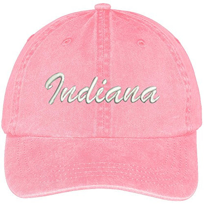 Trendy Apparel Shop Indiana State Embroidered Low Profile Adjustable Cotton Cap - color: Pink