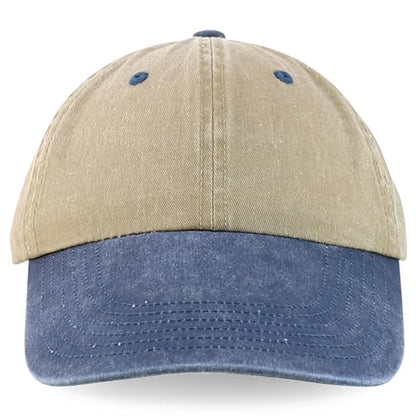 Armycrew XXL Oversize 4 Inch Long Bill Pigment Dyed Baseball Cap - color: Khaki Navy, size: XX-Large
