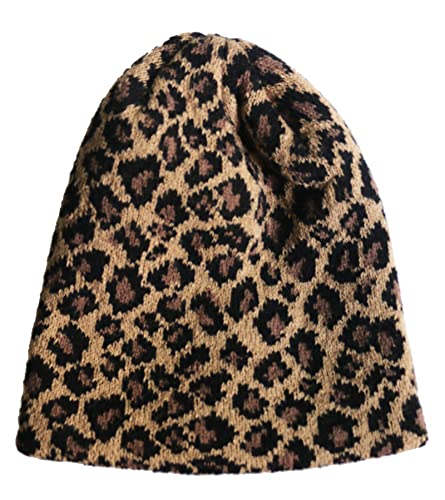 Leopard Print Beanie Hat Cheetah Pattern Skull Cap Double Layer Cuffed Watch Hats for Women, Men