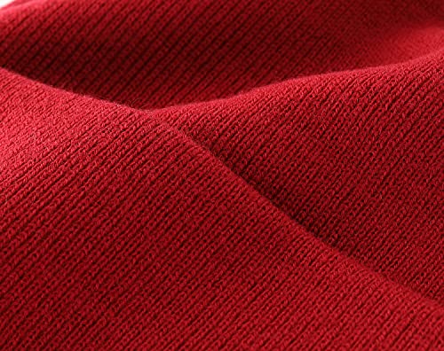 Home Prefer Mens Winter Hats Acrylic Knit Cuff Beanie Cap Warm Womens Beanie Hat - color: Dark Red