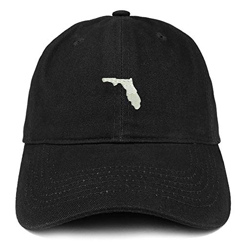 Trendy Apparel Shop Florida State Map Embroidered Soft Crown 100% Brushed Cotton Cap - color: Black