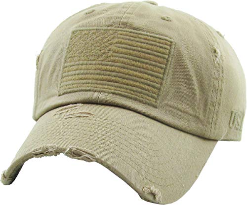 KBETHOS Flag USA America Military Thin Blue Line Thin Red Line Vintage Distressed Baseball Cap Dad Hat Unisex Adjustable… - color: Khaki Tactical Operator Classic