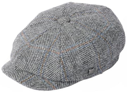 Failsworth Carloway Harris Tweed Baker Boy Cap, Brown Herringbone - color: 2022 Herringbone Grey, size: X-Large