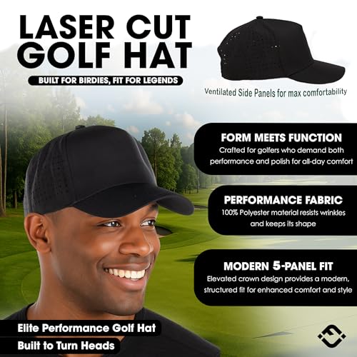 Funky Junque Mens High Crown Golf Hat, Performance Golf Cap - color: I'm So Mentally Stable It's Insane - Black