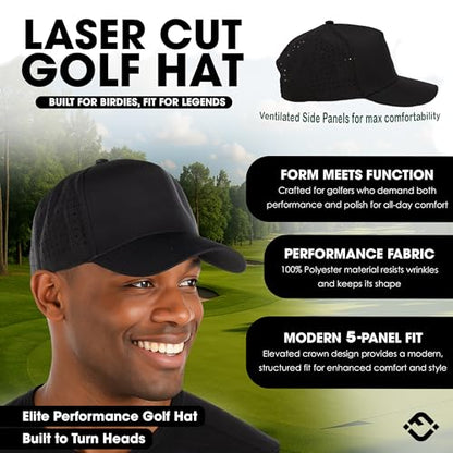 Funky Junque Mens High Crown Golf Hat, Performance Golf Cap - color: I'm So Mentally Stable It's Insane - Black
