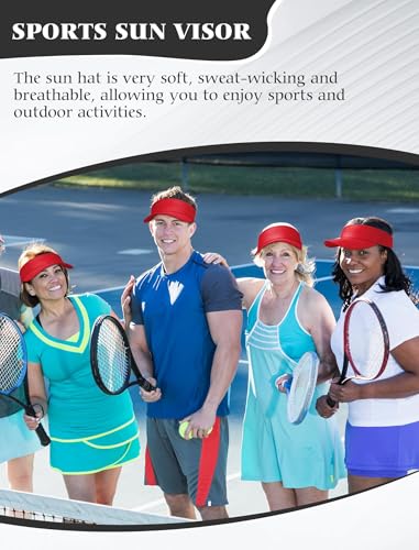 12 Pack Sun Visor Hats Softball Adjustable Cap Sun Protection for Women Men - color: Red