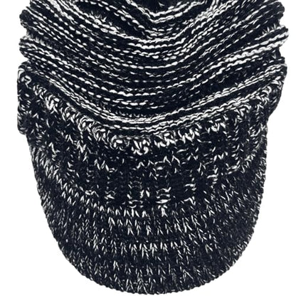 XYIYI Beanie Tail Winter Warm Knit Messy High Bun Ponytail Hats Visor Beanie Cap - color: A Black White