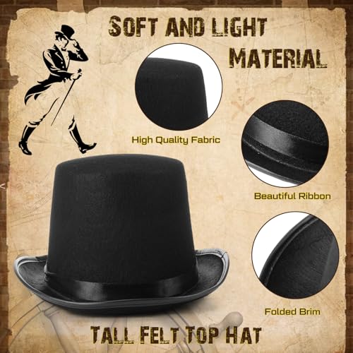 Black Tall Felt Top Hat Halloween Party Hat - style: Classic Style