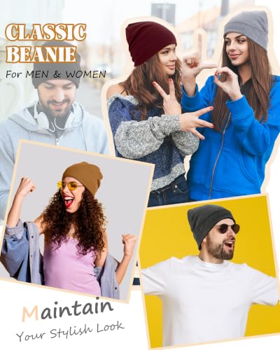 ROYBENS Thin 100% Cotton Beanie for Men Women Lightweight Slouchy Chemo Hat - color: 1pcs-wine Red