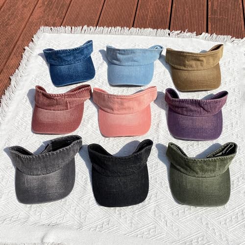 Sun Visors Hat Women Jean Denim Retro Sports Cap Summer Golf Beach Tennis Adjustable Hats - color: Blue