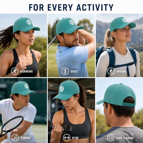 HH HOFNEN Quick Dry Baseball Cap Mesh Snapback Hat Golf Ball Cap Men Women - color: Tealgreen