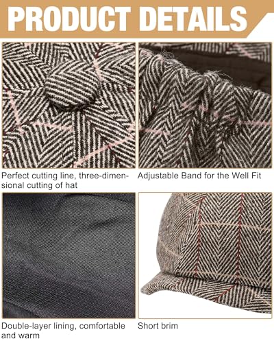 Suhine 6 Pcs Newsboy Cap for Men Octagonal Hat 8 Panel - style: Stylish