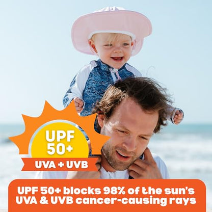 SwimZip UPF 50 Kids' Wide Brim Sun Hat, Sun Protection Hat - Baby & Toddler - color: Pink, size: 2-8 Years