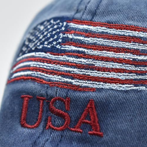 Women's Men's Fashion Baseball Cap Adjustable Strapback Hats Dad Hat Visor Sports Hat - color: American Flag - Navy Blue