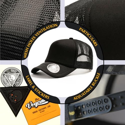 2-Pack Classic Foam Trucker Hat Summer Mesh Hat Lightweight Adjustable Back Buckle Strap - color: Black/Blue