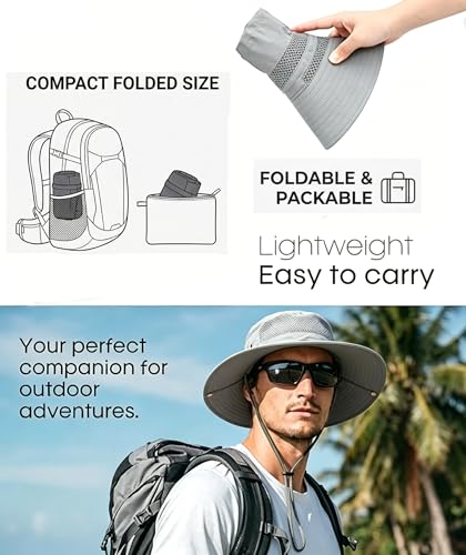 Sun Bucket Hat for Men Women Wide Brim UPF 50+ UV Protection Waterproof - color: Navy Blue