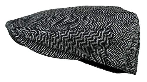 Wonderful Fashion Men's Classic Herringbone Tweed Wool Blend Newsboy Ivy Hat (Large/X-Large, Charcoal) - color: Grey, size: Large-X-Large