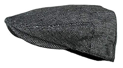 Wonderful Fashion Men's Classic Herringbone Tweed Wool Blend Newsboy Ivy Hat (Large/X-Large, Charcoal) - color: Grey, size: Large-X-Large