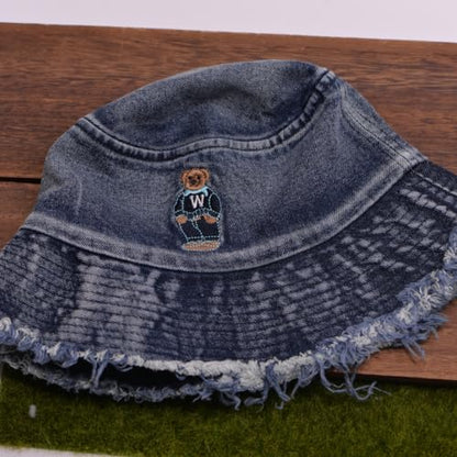 Cotton Denim Distressed Bucket Hat, Sun Hat, Hat for Men and Women - color: Blu29