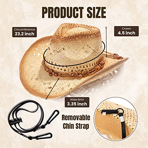Simplicity New Western Style Classic Cowboy Straw Hat - color: Brown