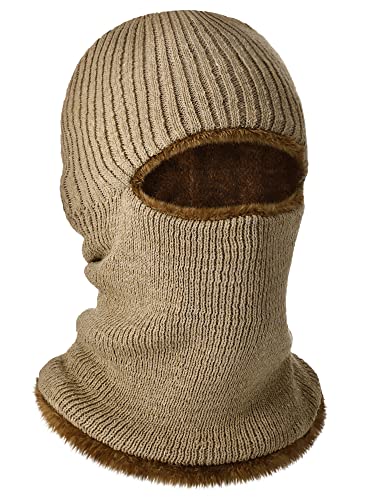 Blulu Ski Knitted Mask for Men,1 Hole - color: Khaki, size: Medium