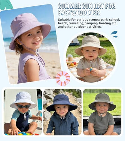 American Trends Baby Sun Hat UPF 50+ Wide Brim Bucket Hat for Boys Girls - color: A 1 Gray, size: 6-24 Months