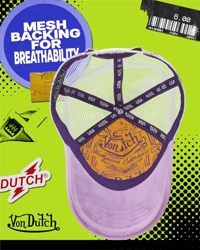 Von Dutch Unisex Velvet Trucker Hat, Curved Bill, Mesh Back, Snapback - color: Barely Grape