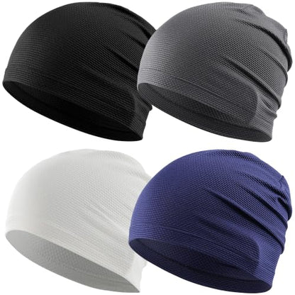 WTACTFUL Cooling Breathable Skull Cap Men Women, Sweat Wicking 1-2-4 Pack - color: #A1- Black + Gray + White + Blue