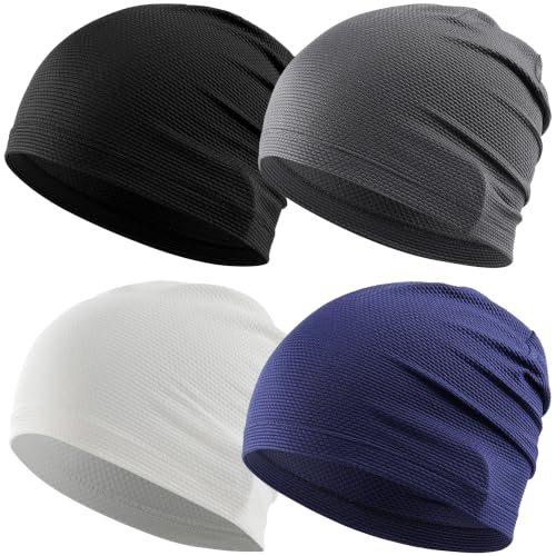WTACTFUL Cooling Breathable Skull Cap Men Women, Sweat Wicking 1-2-4 Pack - color: #A1- Black + Gray + White + Blue