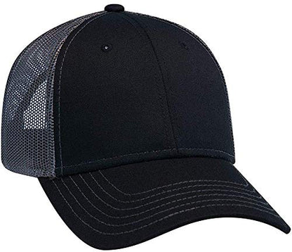 Ashen Fane 6 Panel Low Profile Contrast Vertical Mesh Back Snapback Hat - color: Blk/Blk/Ch.gry