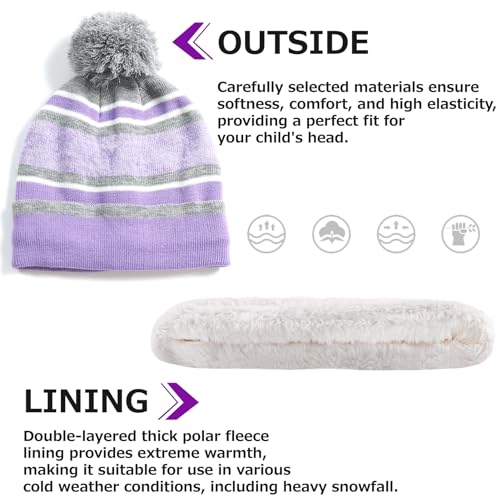 Azarxis Kids Winter Knitted Set Toddler Beanies Hat Scarf Gloves for Boys - color: Purple
