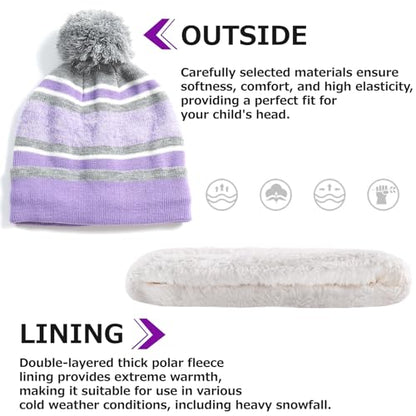 Azarxis Kids Winter Knitted Set Toddler Beanies Hat Scarf Gloves for Boys - color: Purple