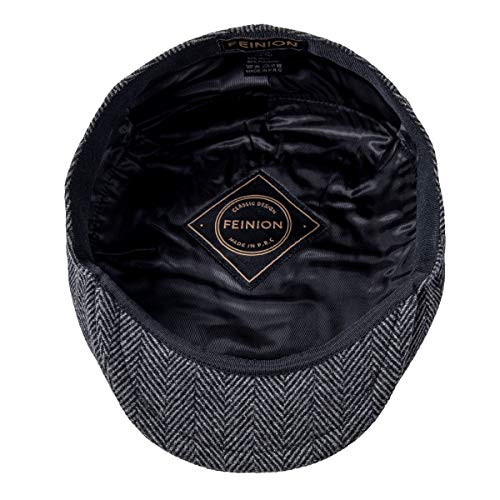 FEINION Men's Wool Tweed Newsboy Ivy Cap Gatsby Golf Flat Hat - color: Herringbone Grey, size: 7 1/2