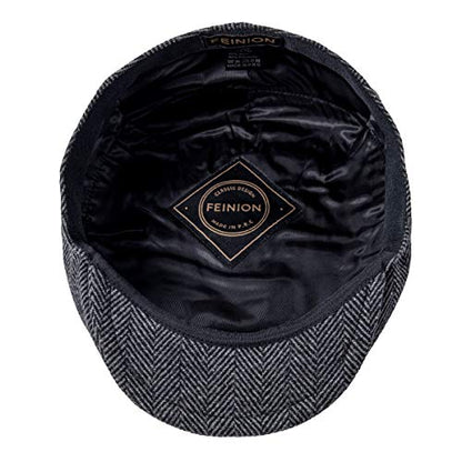 FEINION Men's Wool Tweed Newsboy Ivy Cap Gatsby Golf Flat Hat - color: Herringbone Grey, size: 7 3/4