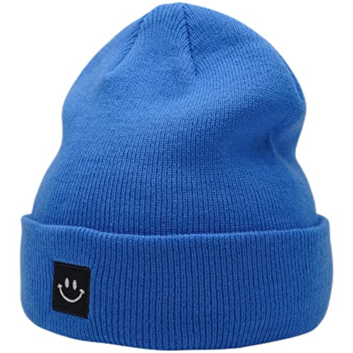 55cube Unisex Winter Beanie Hats Warm Thick Knit Cuffed Skullcaps - color: Blue