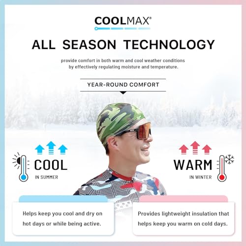 PAX Beanie Cycling Skull Caps, Camo Cooling Helmet Liner, Sweat Breathable Moisture Wicking Running Hat for Outdoor Sport. - color: Camo Green