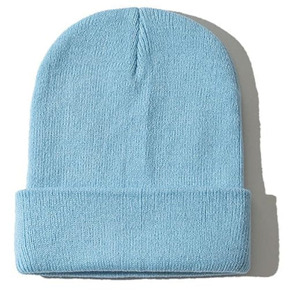Rosoz Beanie for Men Women Cuffed Knit Hat Winter Beanies Skull Cap Unisex - color: Light Blue