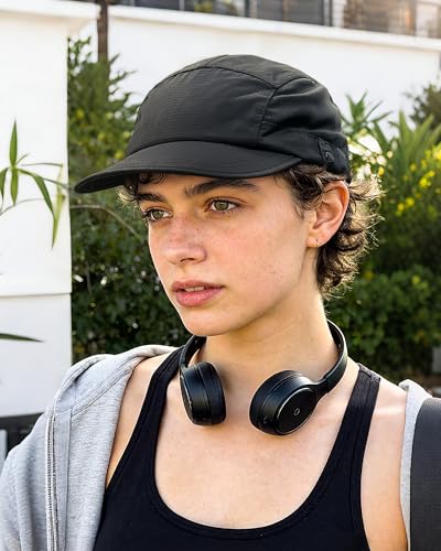 Croogo 5 Panel Running Hat Quick Dry Baseball Cap Sun UV Sports Outdoor Cap - color: M-wbqsg1-black